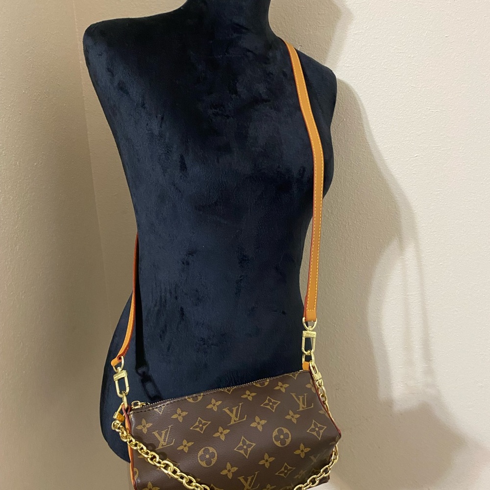 Fashion Mono Italian Leather Gold Hardware Brown Hand/Shoulder/Crossbody Bag - Picture 12 of 15